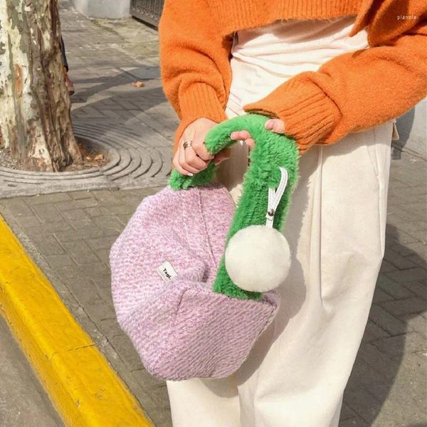 Bolsos de hombro de felpa esponjosos y esponjosos para mujer, bolso de compras de gran capacidad de tela cálida Simple a la moda, bolso de mano suave, bolsos lindos para mujer