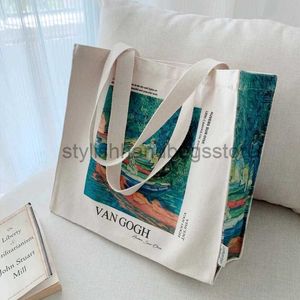 Totes Poems of Van Gogh's Life Watts Ovus Oil Painting Cotton Sail Bag Pop Style Zipper One Shoulder Shopping Bagsstylishhandbagsstore