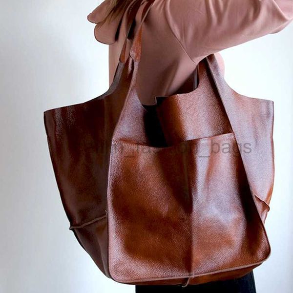 Totes PU Leather Women's 2023 Shopping Fashion Fashion Retro Style Minimalist Color sólido Extra Bold de mano Caitlin_Fashion_Bags