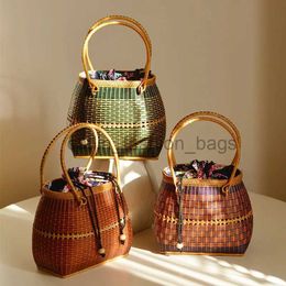 Totes Panier fait main pur style exotique rangement pique-nique voyage sac à main en bambou tissé à la maincatlin_fashion_bags