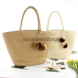 Totes rotin coloré boule de cheveux sauvage str sac épaule herbe tissé plage vacances femme décontracté shopping bigstylisheendibags