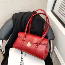 Sac à main rétro haut de gamme pour femmes, fourre-tout pour documents officiels, fourre-tout à la mode, minimaliste, rouge brillant, en PU, pour les déplacements, 2024