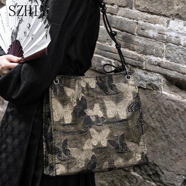 Totes Retro One Bager Sac Femmes Tote Designer Large Pocket Butterfly Print Chinois Style Qipao Tang Suit Square Luxury Handsbag