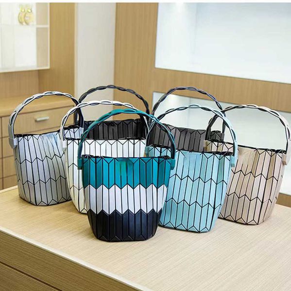 Totes Rhombus Basket Ethnic Feng Shui Bucket Bag Color-block Single-shoulder Portable Shopping Bag 230213