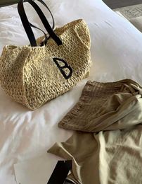 Totes Same Letter Print Borsa da vacanza in tela di cotone e canapa di grande capacità Borsa aperta grande a una spalla 230714