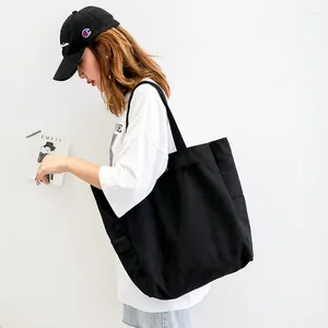 Bakken eenvoudige canvas schoudertas grote capaciteit dames tas handtas groothandel vaste kleur aangepast Japans