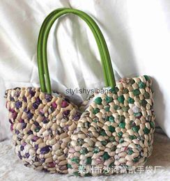 Totes Sea Sacks Petal Grass Bag Woven Piel de maíz para un solo hombro Moda Turista Vacaciones Beach para mujeres H240410