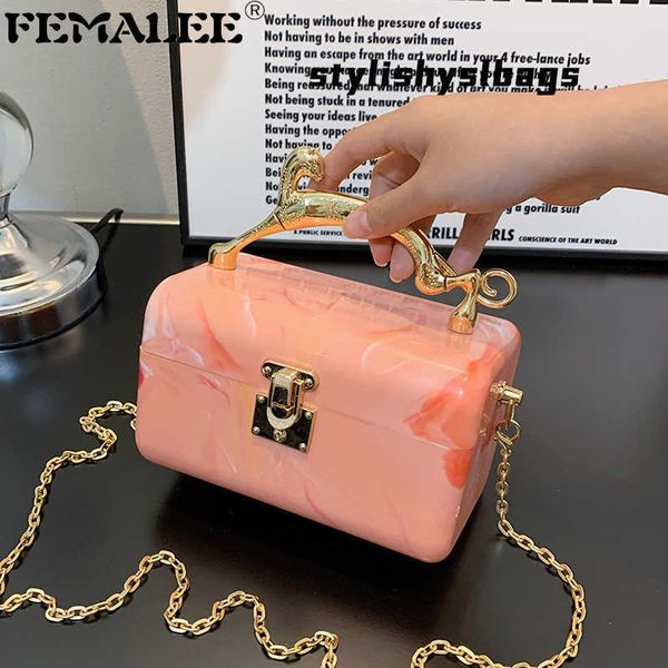 Totes Summer PVC Metal Leopard Handle Handbag Femme 2022 Nouveau sac crossbody en acrylique Small Jelly Box Botes Luxury Party Party Clutch 020823H