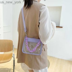 Totes Zomer vrouwen Clear Transparant Crossbody Bag Vrouwelijke Jelly Handtassen en Portes Acryl Chain Square schouderbolsos HKD230823