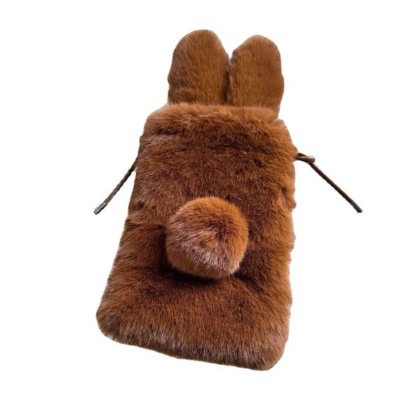 Totes Super mignon sac à bandoulière en peluche couleur unie téléphone portable imitation fourrure de lapin petite corde en cuir boucle magnétique version coréenne pour femmes en