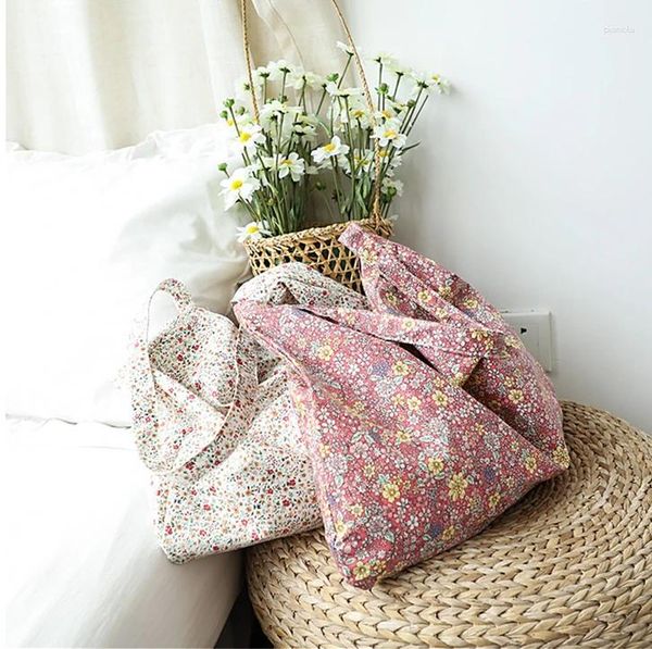 Totes Adolescent Été Rural Floral Hobo Sac à main 2024 Plage Thaïlande Mode Femme Écologie Coton Grande Capacité Épaule Slouch Sac