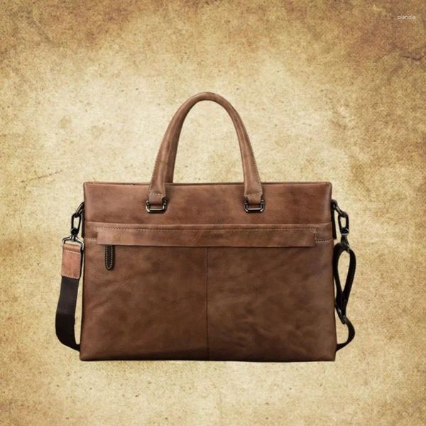 Totes Upper Cow Wide Casual Hombres de hombro Italia Italia Trendy Business Computer Bag Bag Bags para hombres Vintage Messerman PC