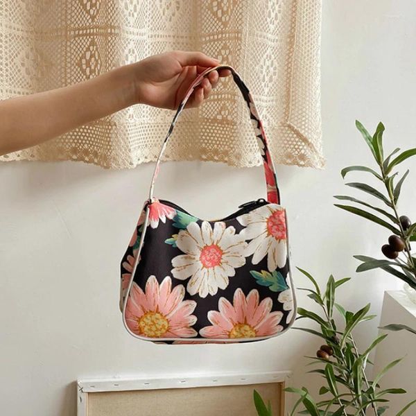 Totes Vintage toile dames aisselles sac à aisselles motif de fleurs femmes sacs à main et sacs à main mode filles Hobos sacs à bandoulière petit fourre-tout