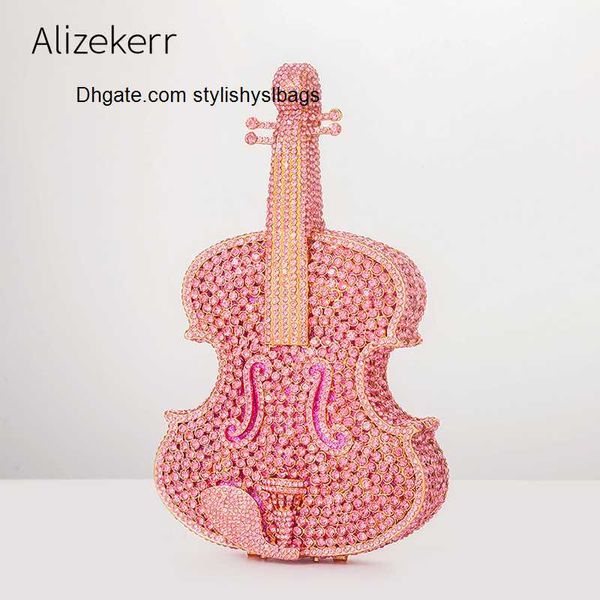 Totes Violon En Forme De Cristal Soirée Pochettes Femmes 2022 Nouveauté Strass De Mariage Sacs À Main Et Sacs À Main De Luxe Designer De Haute Qualité