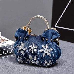 Totes Wallike mode femme Denim sacs à main sac Vintage luxe strass fourre-tout sacs dame petit Jean Bolsas Femininas pour femme