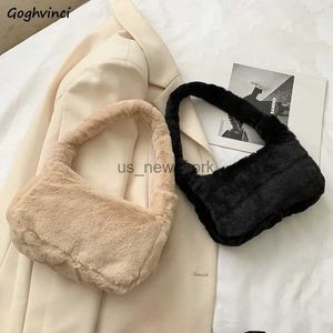 Bakken winter faux bontzakken vrouwen pluche onderarm schouder massief ritssluiting chic zachte zachte purry handtas allemaal match vrouwelijke stijlvolle ulzzang 240407