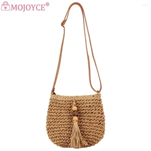 Totes Femmes All-Match Sac Fashion Small Straw Crossbody Fanny Pack Work Satchel Casual Shopper avec Couleur solide