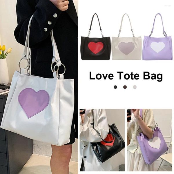 Totas Mujeres Bolso de hombro de Heart Pu Leisure Grocery Gran capacidad Versátil Bolso Damas Communte