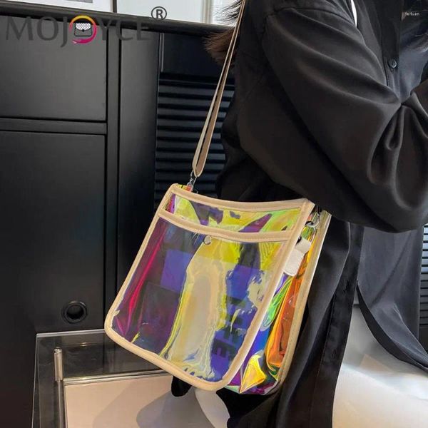 Totes Mujeres Hobo Bolsa Illusory Color Láser Transparente Mensajero Ancho Correa De Hombro Temperamento Versátil Para Ocio Viajes Trabajo