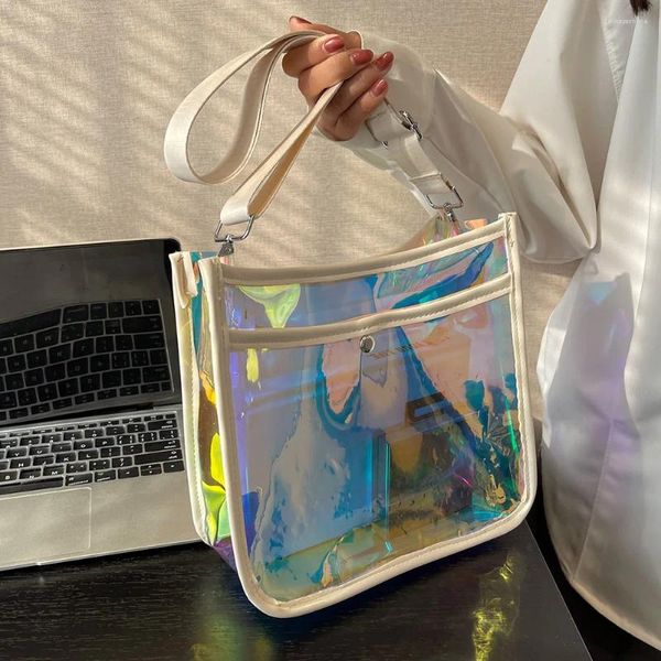 Tapés Femmes Hobo Sac Illusoire Couleur laser Transparent crossbody large du tempérament de bandoulière