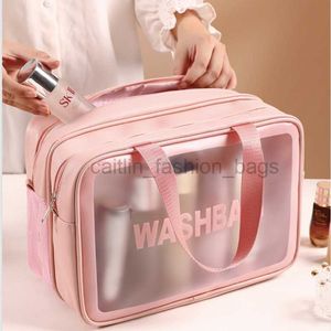 Totes Sac de maquillage transparent double couche pour femmes imperméable PU organisateur de grande capacité ensemble de toilette de voyage boîte de beauté caitlin_fashion_ bags