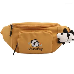 Sac de ceinture de sport multifonctionnel pour femmes fourre-tout Style Preppy Panda broderie Bolsa Feminina poitrine toile épaule