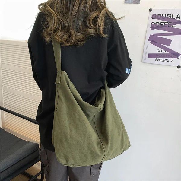 Totes bolsas para el hombro para mujeres Bolsas de caramelo de lona grandes para mujeres 2024 Moda de tela de algodón Mujeres de la escuela Corea