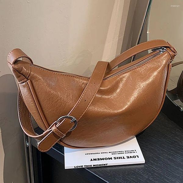 Totes Mujeres Pequeño Bolso Bandolera Cuero PU Crescent Chic Hombro Dumpling Versátil Tote Axila Chica Elegante Monedero