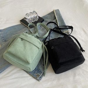 Fourre-tout solide pour femmes, sac à main à sangle réglable, sac à bandoulière décontracté avec cordon de serrage, multi-poches, polyvalent, doux et mignon, Shopping