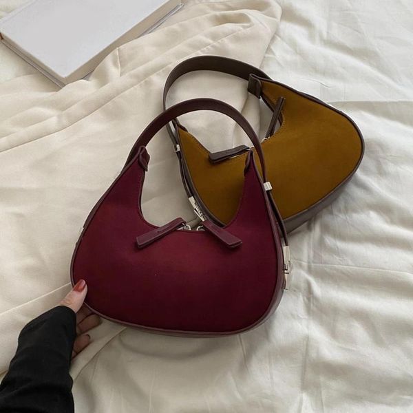 Totes Mujeres bolsas de hombro vintage versátil satchel hobo casual huella pequeña axilas de gamuza