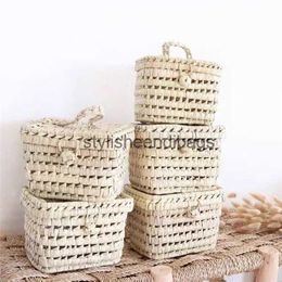 Totes Geweven Japanse eenvoudige maïsschil Str-tas Doosvorm handbagstylisheendibags