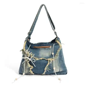 Bakken Y2K Koreaanse Harajuku Gothic Hobo Denim Tas Esthetische Vintage Portemonnees WomenHandbag Crossbody Messenger Tote Venter Schoudertassen