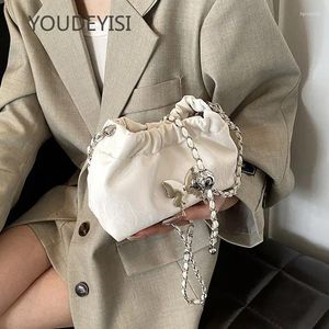 Totes youdeyisi Koreaanse versie emmertas voor vrouwen 2024 Chinese stijl boog enkele schouder crossbody met trendy ketting