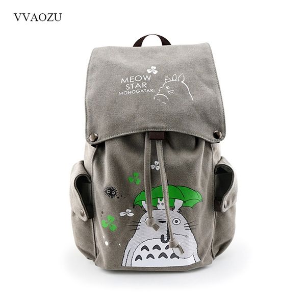 Totoro Toile Sac À Dos Voyage Cartable Sword Art Online L'Attaque Des Titans Grand Sac À Dos Épaule Sac D'école Mochila Escolar 210323