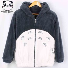 Totoro Cosplay Trui Kawaii Hoodie Sweatshirt Mijn Buurtjas Fleece Overjas Met Oren Harajuku Schattige Jassen Kerstcadeaus LJ201130
