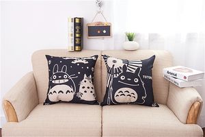 Funda de almohada estilo Totoro Hayao Chinchilla algodón lino cojines fundas de cojines funda de almohada decoración del hogar