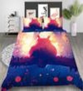 Totoro geprinte beddengoed set King Fantasy Fashion 3d Lovely Duvet Cover Queen Cssic Home Deco enkele tweepersoonsbed omslag met PillowC5473504