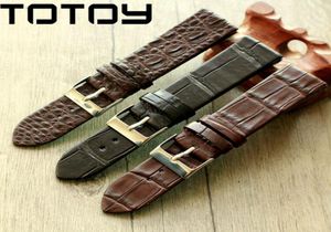 TOTOY Handgemaakte krokodil Leather WatchbandsMatching Antieke Rretro Watchbands 18 20 22mm Leather Men039S Riem snelle levering4081748