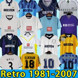 Tottenham 1990 1998 1991 1982 Retro voetbaltruien Klinsmann Gascoigne Anderton Sheringham Ginola Bale Ferdinand Centenary 92 93 94 95 08 09 Modrid 78 06 07