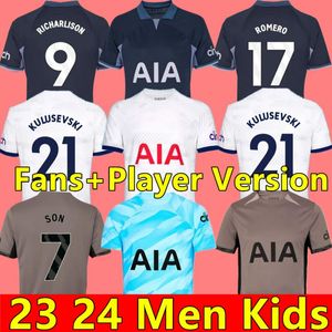 Tottenham 23 24 KANE SON RICHARLISON Voetbalshirts SPURS PORRO KULUSEVSKI HOJBJERG Away PERISIC DANJUMA LUCAS LLORS SpUrS Voetbaltenue Shirt BENTANCUR Heren Kinderset