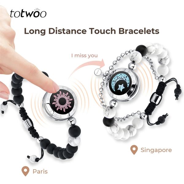 TOTWOO Bracelets tactiles longue distance pour couples, vibrations lumineuses pour les couples amoureux | Relation longue distance G