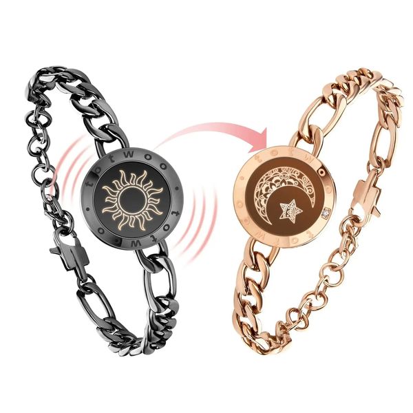 Totwoo Pulseras de vibración táctil de larga distancia para parejas, regalos de relación de larga distancia pulsera inteligente Bluetooth