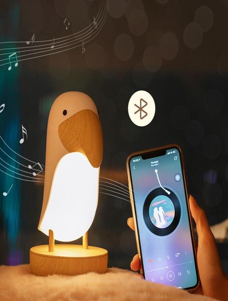 Toucan Bird Altavoz Bluetooth Luz nocturna Atenuación continua Luces de respiración LED con sonido Lámpara de mesa táctil recargable por USB2785830