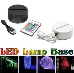 Appuyez sur le support des lumières LED 3D Base de lampe 4 mm Panneau acrylique Night Light Remplacement de table colorée Batterie de décoration de lumière ou USB PO7678687