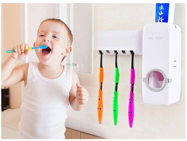 Touch Me Auto Distributeur de dentifrice Squeezer Brush Holder Hole Set Wall Mount Rose Rouge et blanc Livraison gratuite 15pcs