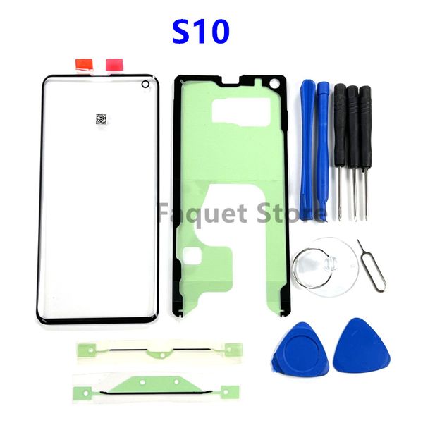 Kits de reparación de reemplazo de vidrio exterior táctil para Samsung Galaxy S10 / S10 más S10E 5G Pantalla de pantalla frontal Glue de herramienta externa