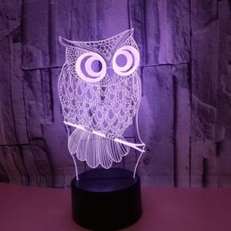 Touch Remote Control Visual Lamp USB Creatief kleurrijke 3d kleine nachtlichten uil LED -lampen Kerstcadeau219r