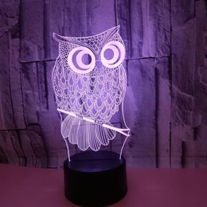 Touch Remote Control Visual Lamp USB Creatief kleurrijke 3d kleine nachtlichten uil LED -lichten Kerstcadeau275a