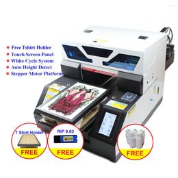 Pantalla táctil A4 Impresora UV DTG Camiseta Máquina de impresión de tela textil con juego de tinta de regalo para botella Caja de teléfono Pluma de madera de metal