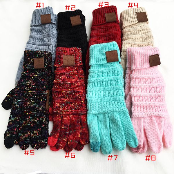 Gants à écran tactile 8 couleurs gants tricotés d'hiver mode tricot de laine extensible chaud mitaines à doigts complets fournitures de fête